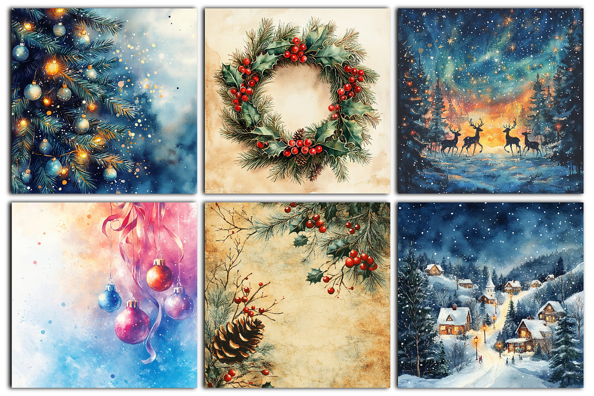 Christmas Watercolor Background, an Illustration by RobertsArt (Photo 4 of 5)