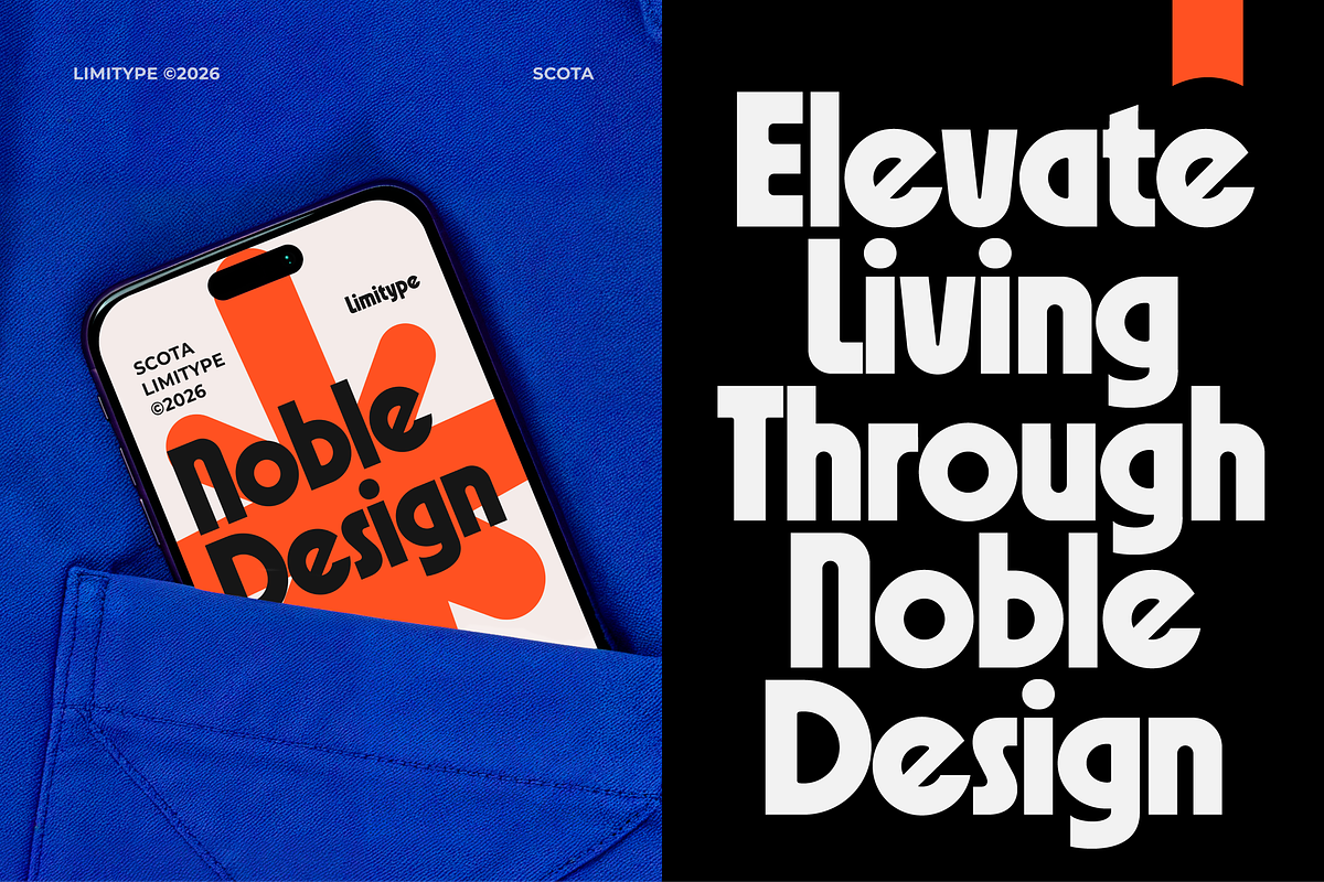 Scota - Bold Geometric Font, a Sans Serif Font by limitype (Photo 6 of 12)
