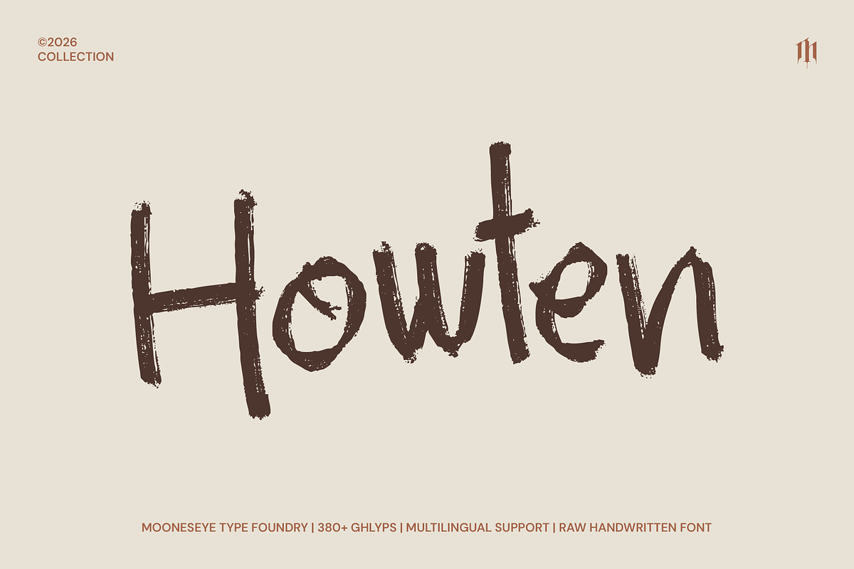 Howten - Raw Handwritten Display Fon, a Handwritten Font by MooneseyeType (Photo 1 of 8)