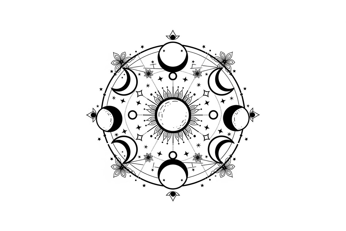 Moon Phase Mandala SVG Bundle, an Illustration by yasushie (Photo 29 of 31)