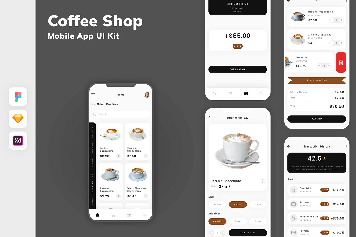 Coffee Shop Mobile App UI Kit, an UI Kit Template by uicube (Photo 2 of 2)