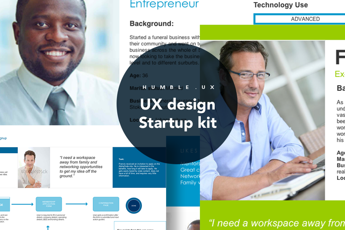 Persona, sitemap, user journey kit, a Wireframe Template by Humble UX (Photo 1 of 5)