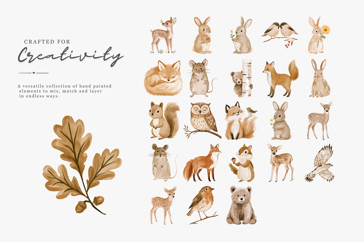 whimsical woodland clipart set, a Decorative Illustration by Patishop Art (Photo 12 of 15)