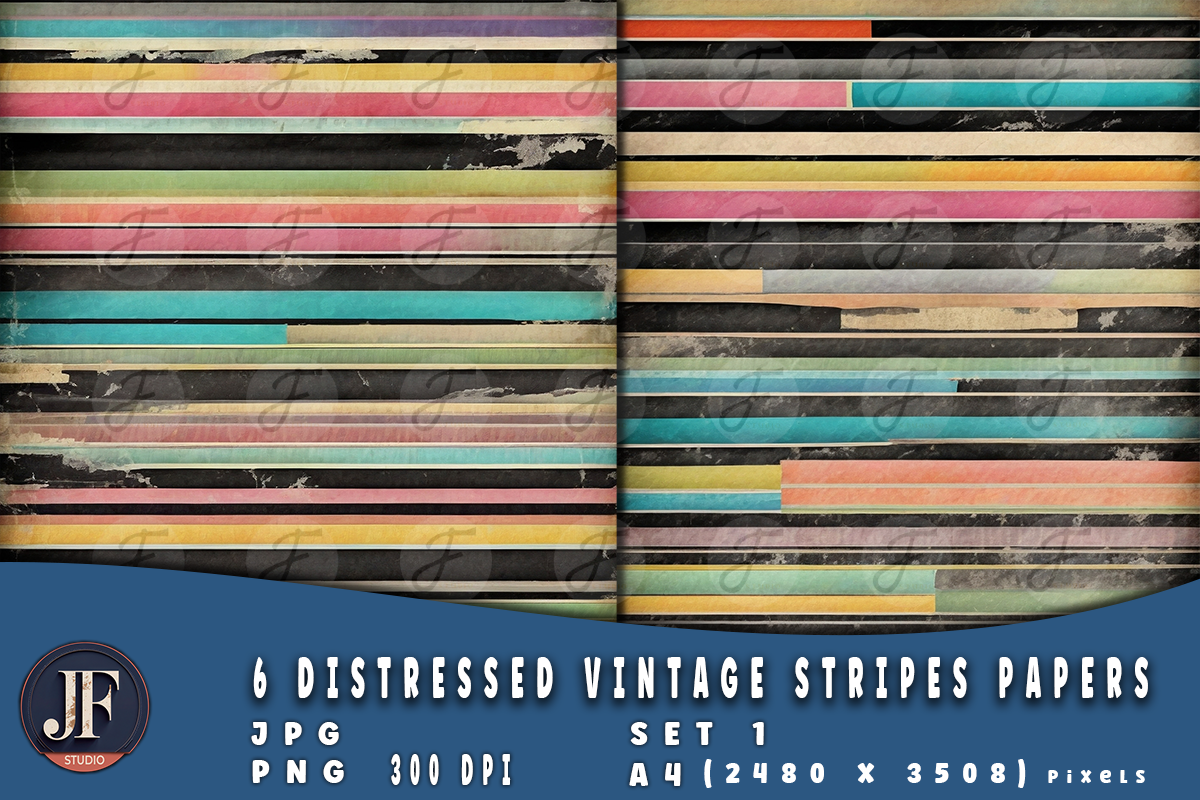 Distressed Vintage Stripes Papers 1, a Background Graphic by Joaquin Fernandez Studio (Photo 2 of 4)