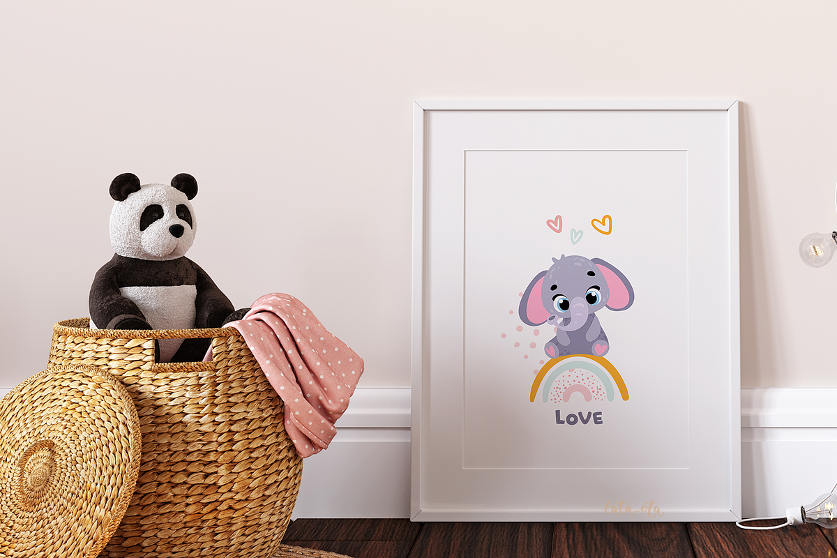 Baby animals and rainbow. clipart, an Animal Illustration by tata_ota (Photo 6 of 13)