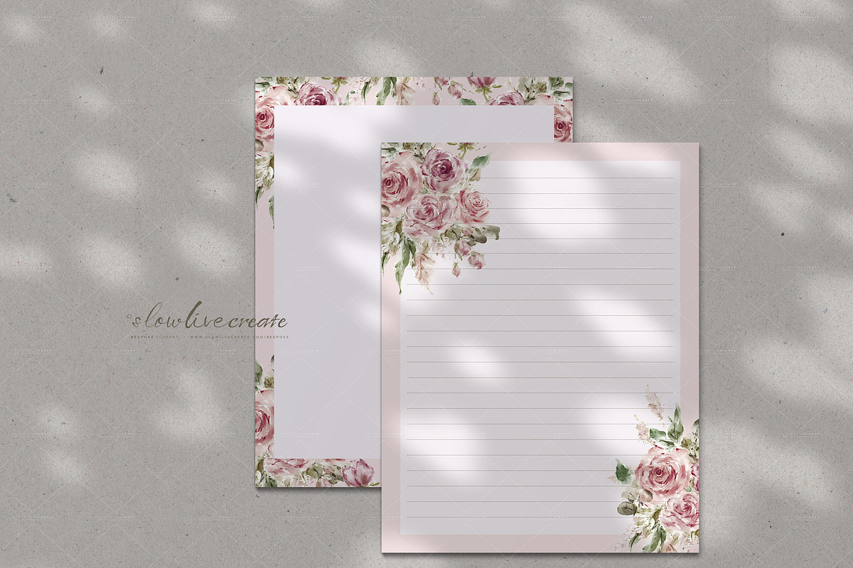 Floral Notepad Template | 33 Designs, a Stationery Template by slowlivecreate (Photo 1 of 15)