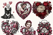 Vintage Red Valentine Clipart, a Seasonal Illustration by BusyDaydesign (Thumbnail 7 of 9)