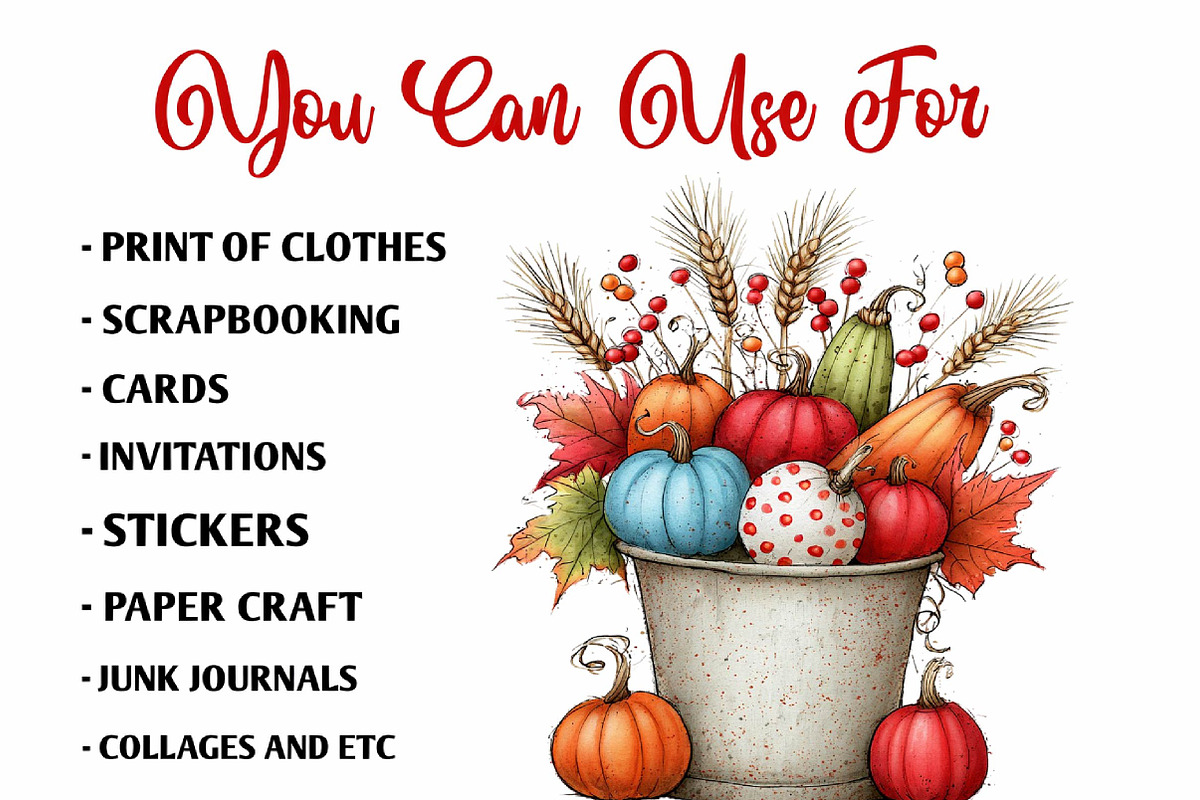 Harvest Bucket Watercolor Clipart, a Seasonal Illustration by fashionaddict (Photo 5 of 7)