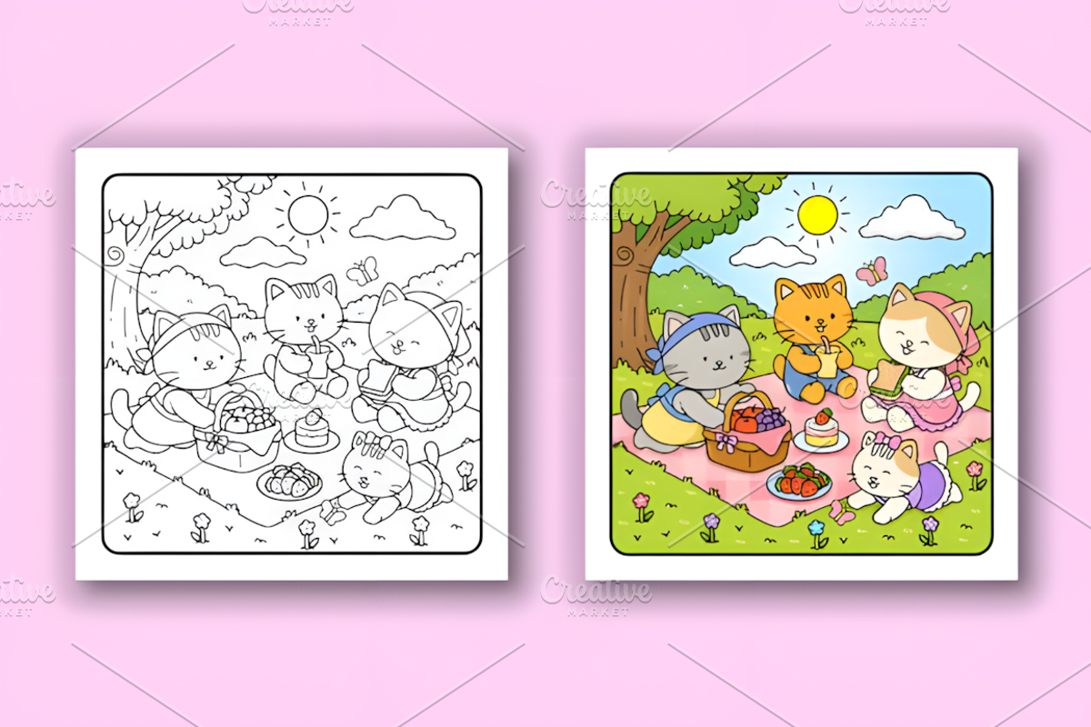 Cat Life Funny & Cute Coloring Pages, an Animal Illustration by Design Station (Photo 2 of 4)