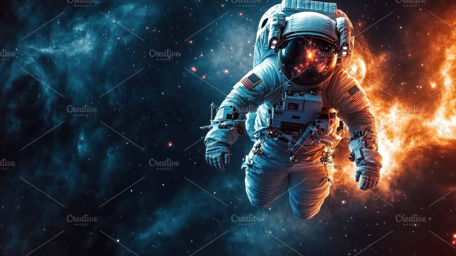Astronaut floating in the cosmic exp, a Background Photo by Pixeness