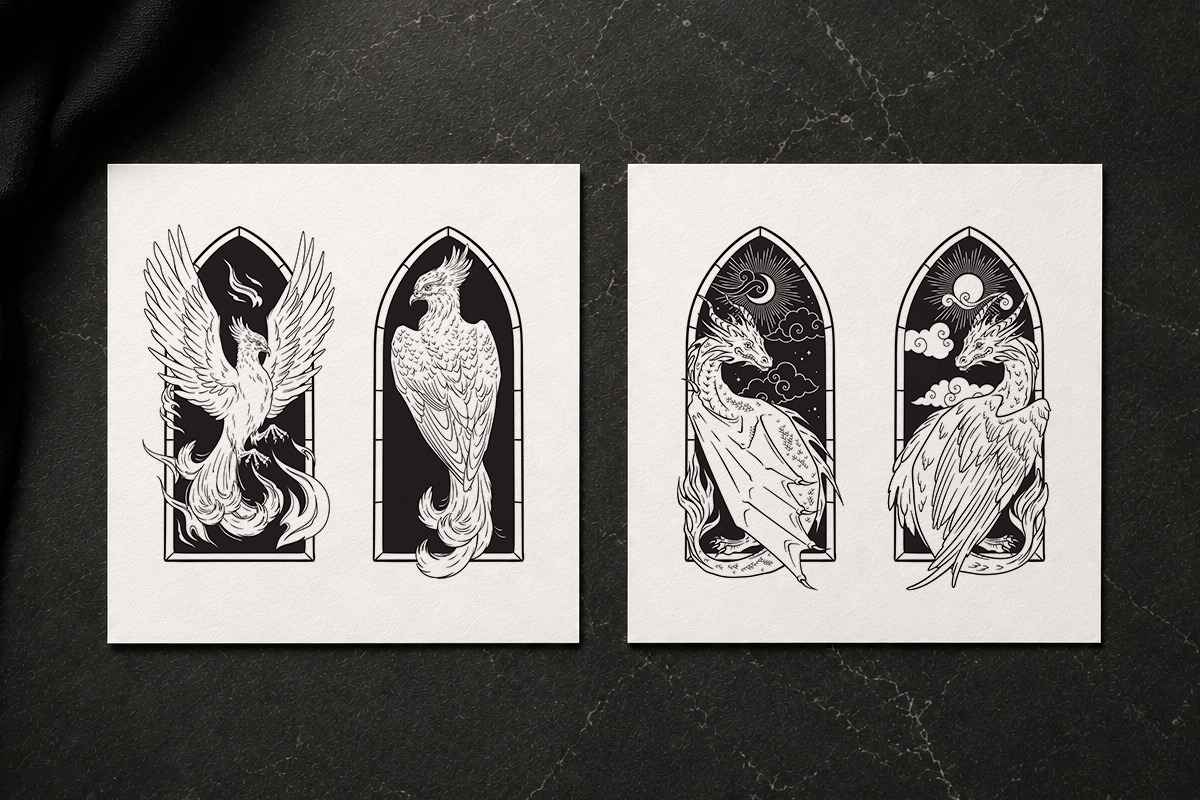 Magic Beasts Engraving Style Vector, an Animal Illustration by Croisy (Photo 4 of 8)