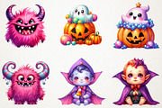 Cute Halloween Retro Monsters PNG, an Illustration by RobertsArt (Thumbnail 7 of 7)