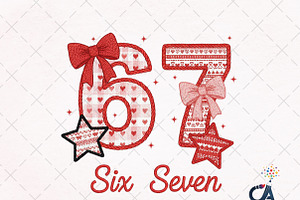 Faux Crochet Valentine Six Seven Png, an Illustration by Creative Art