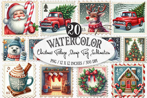 Christmas Postage Stamp Png, an Illustration by Designking