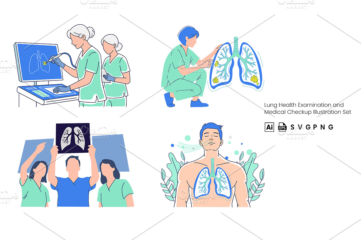Lung Health Medical Illustration Set, a Healthcare Illustration by Stock Shape (Photo 1 of 4)