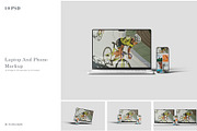 Laptop And Phone Mockup, a Wearable Device Mockup by scribrostudio (Thumbnail 1 of 11)