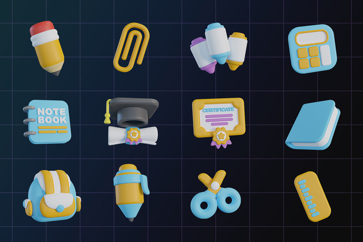 Back to School 3D Icons, an Object Graphic by Artnivora.Std (Photo 4 of 4)