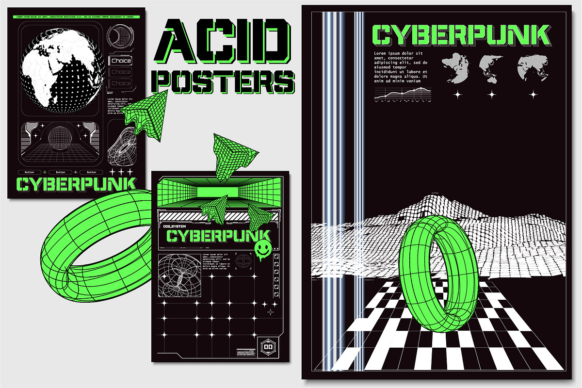 Flat design acid poster template, an Education Illustration by ZinetroN (Photo 1 of 3)