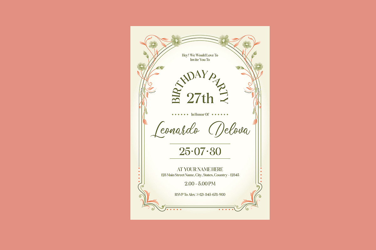 Peach Fuzz Color Birthday Invitation, a Card Template by Neermana (Photo 3 of 4)
