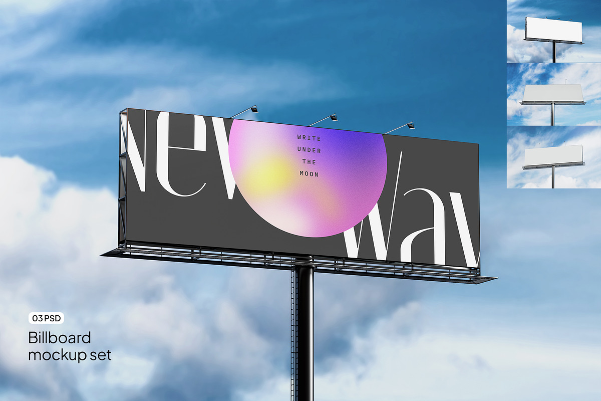 Billboard Mockup Set Wide ST03, an Advertising Mockup by Croma Studio (Photo 1 of 6)