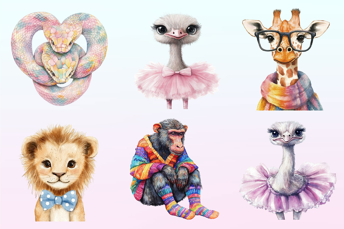 Quirky Safari Animals Clipart, a Graphic by CitraGraphics (Photo 3 of 4)