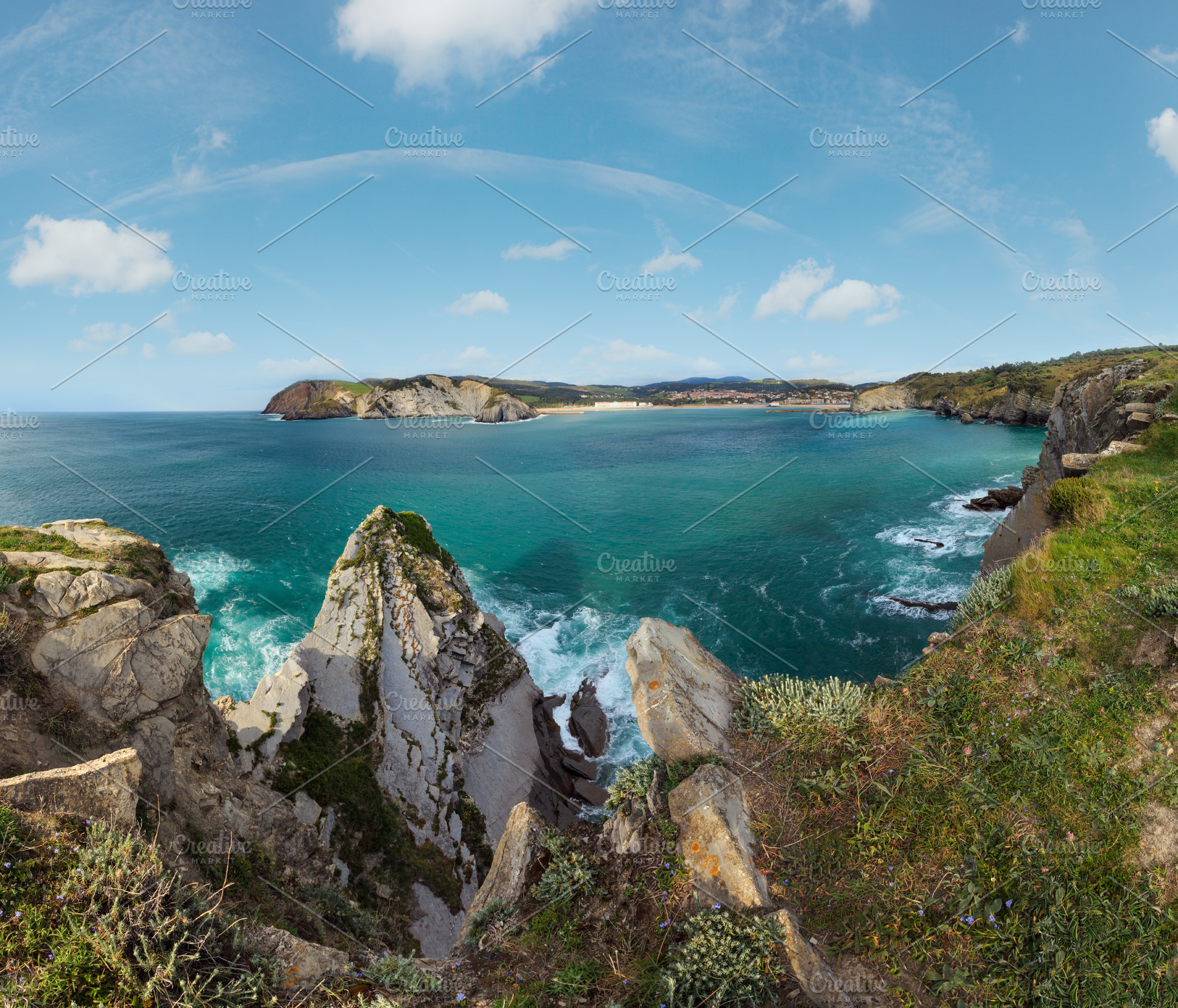 Summer ocean bay near Gorliz town (Spain)., a Nature Photo by YuriyB
