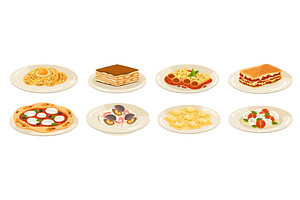 Italian cuisine dishes, a Food Illustration by winwin.art