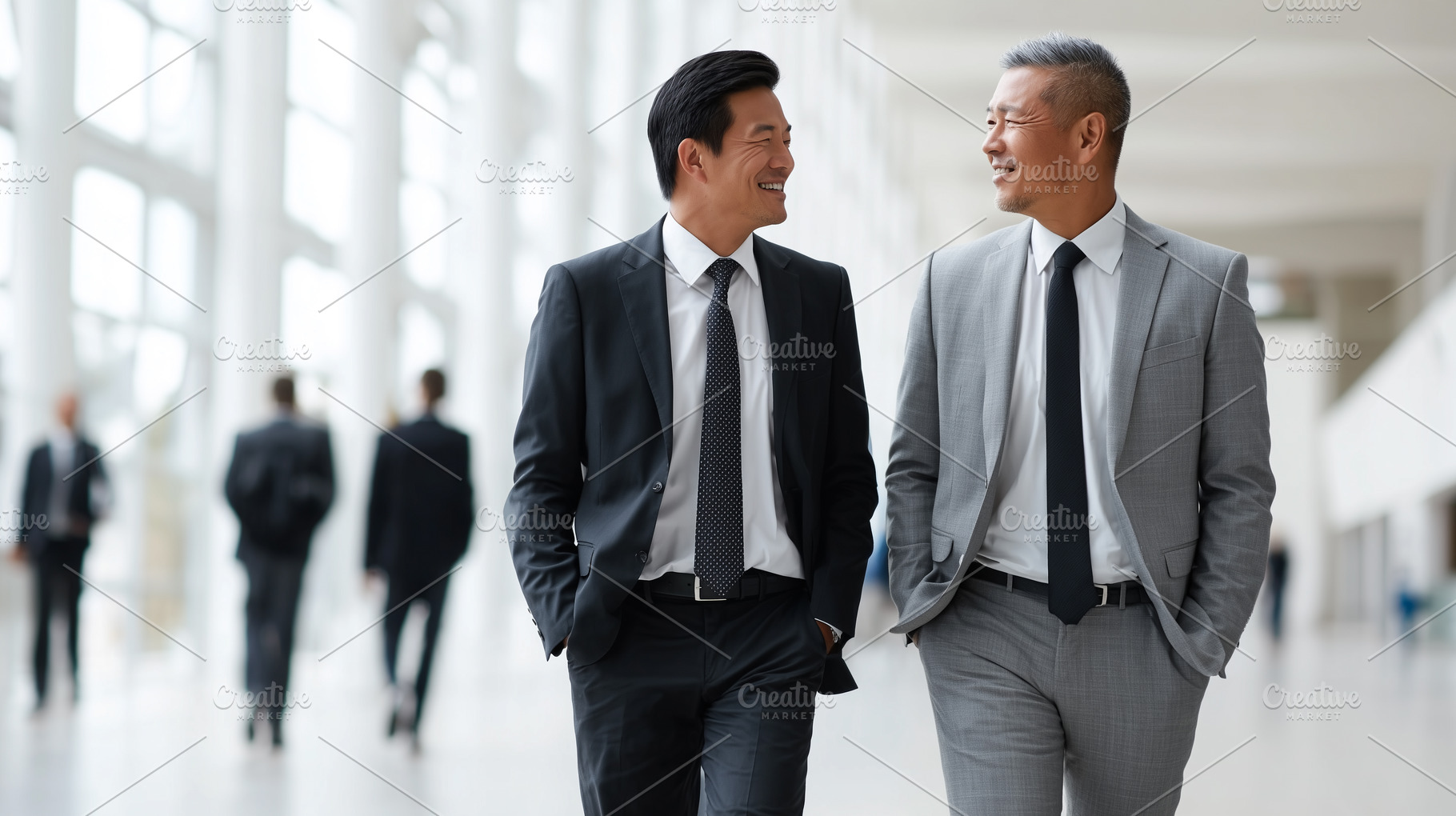 Two confident Asian businessmen in, a Business Photo by MistyDay
