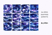 Moon & Night Sky Seamless Patterns, a Pattern Graphic by Anna Design Studio (Thumbnail 4 of 6)