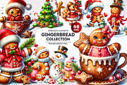 Christmas Gingerbread man cliparts, a Seasonal Illustration by ThatsDesignArt (Thumbnail 1 of 10)