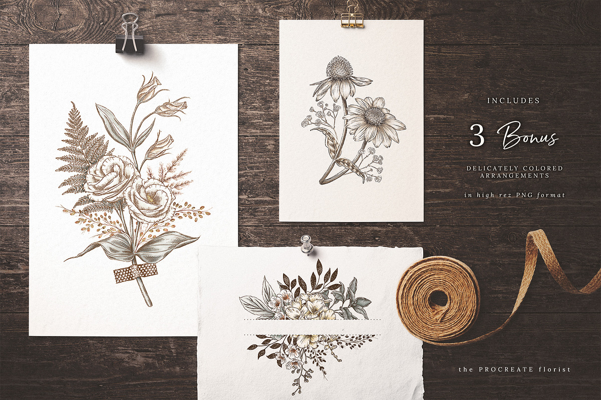 Floral Procreate Brushes and Stamps, a Brush Add-On by Sophia J Caldwell (Photo 11 of 18)