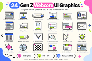 24 Gen Z Webcore UI Graphics