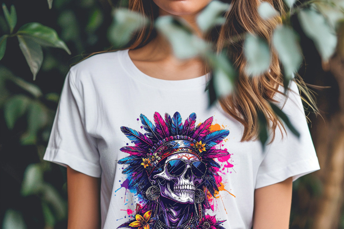 Skull wearing feathered headdress, a Person Illustration by yod67 (Photo 5 of 10)