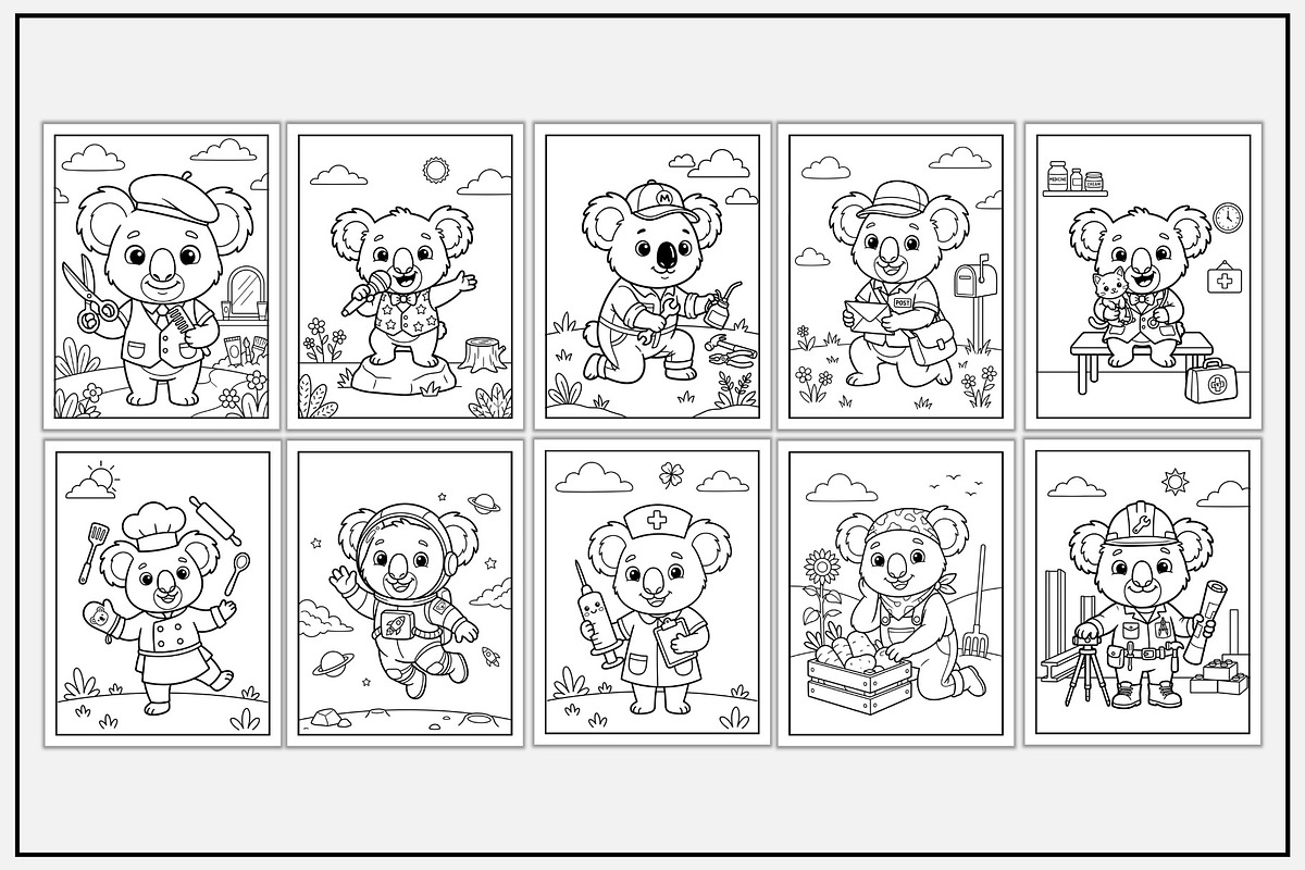 Koala Jobs & Careers Coloring Pages, an Animal Illustration by Lamia Emad (Photo 3 of 5)