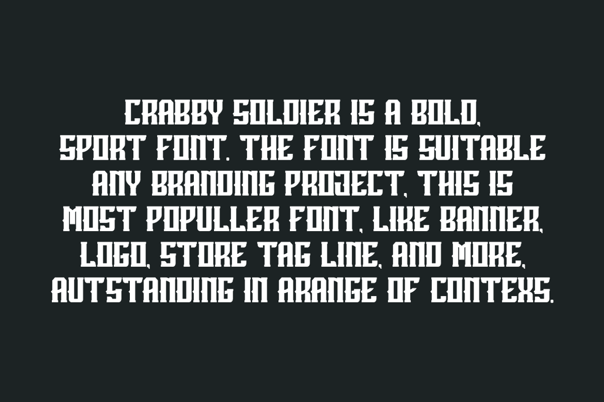 Crabby Soldier - Sport & Military Fo, a Serif Font by QR Design Studio (Photo 6 of 8)