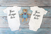12 twin baby bodysuit Mockup Bundle., a Print Template by MockupMarket (Thumbnail 5 of 13)