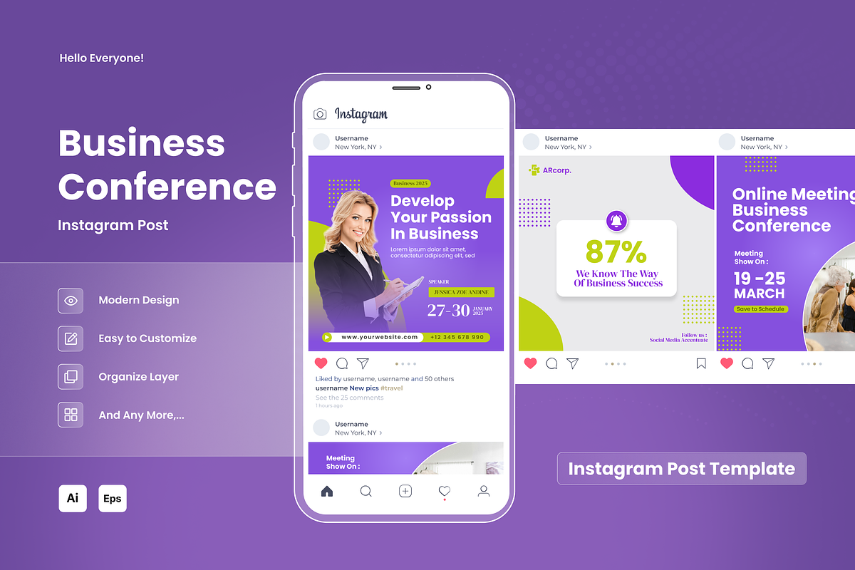 Business Conference Feed Instagram, a Social Media Template by SquidPixey (Photo 1 of 6)