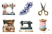 Watercolor Seamstress Clipart, an Illustration by SinaCreation (Thumbnail 3 of 5)