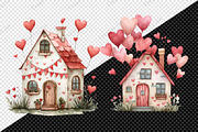 Watercolor Valentine House Clipart, an Illustration by Creative Art (Thumbnail 6 of 9)