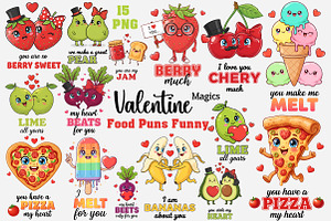 Food Puns Funny Valentine Clipart, an Illustration by Designworld