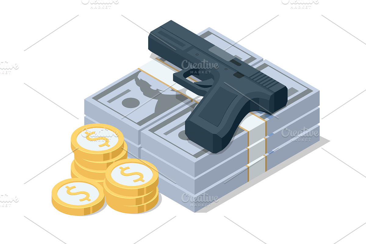 Isometric vector image of a gun on, a Finance Illustration by Golden Sikorka