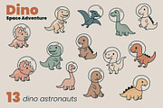 Dino Space Adventure – Vector Set, an Illustration by moja doodle (Thumbnail 2 of 11)