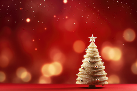 Christmas tree on red background wit, a Photo by Iftikhar Alam