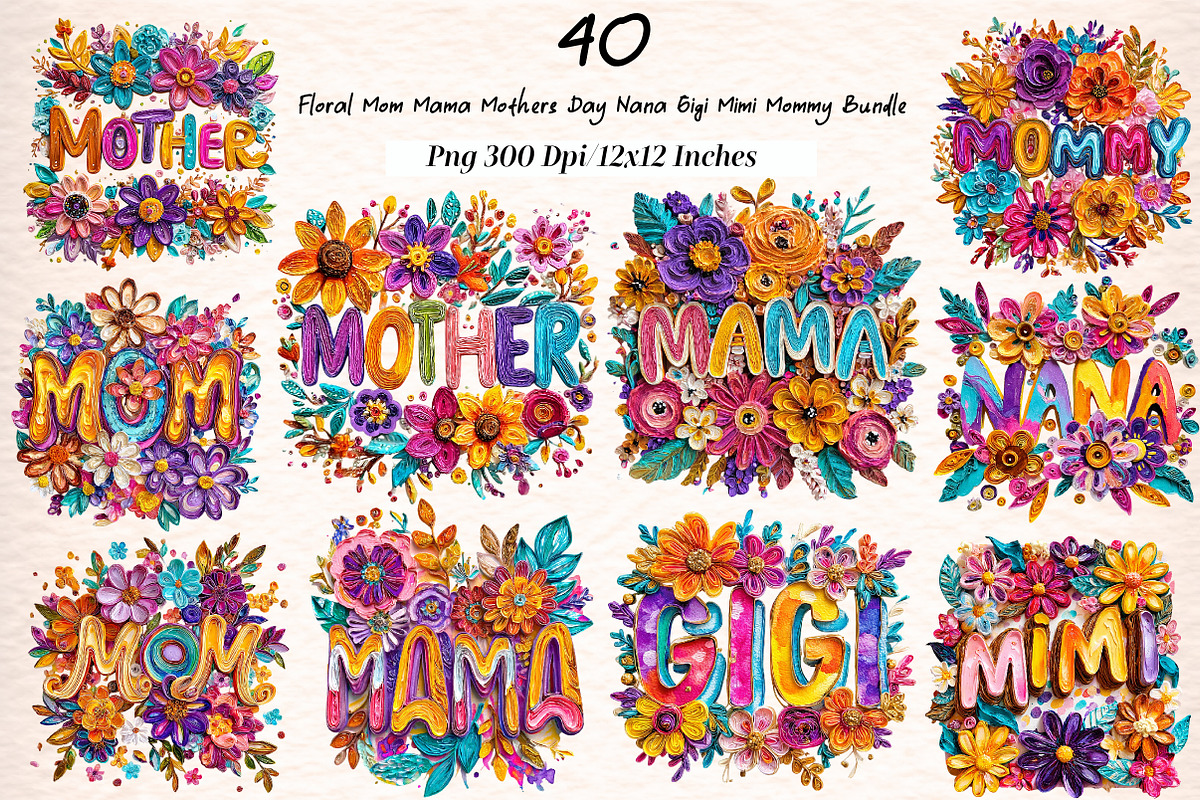 Floral Mom Mama Mothers Day Nana Gig, an Illustration by Digital Artistic99 (Photo 1 of 11)