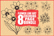 Hand Drawn Floral Coloring Pages, an Illustration by hafijul (Thumbnail 1 of 9)