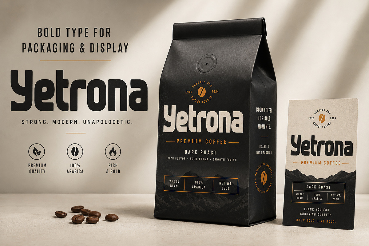 Yetrona - Bold Display Typeface, a Sans Serif Font by Wow Magic (Photo 2 of 4)