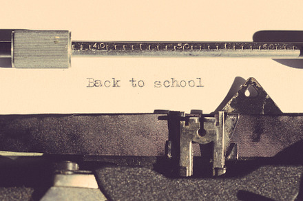Vintage typewriter with a text