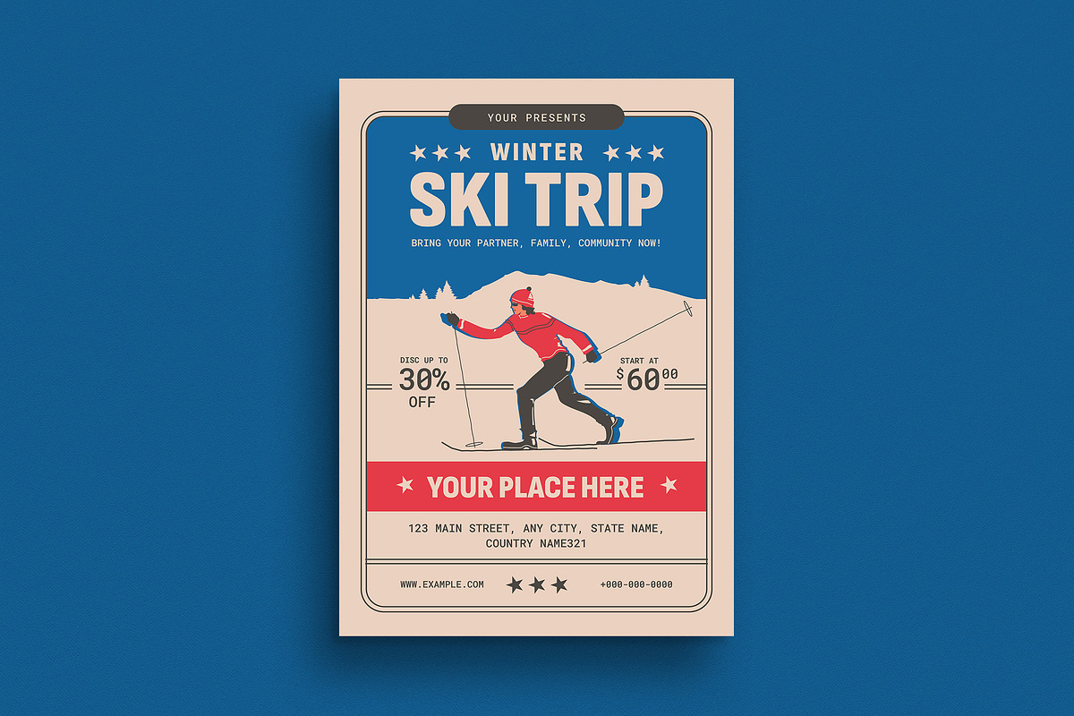 Vintage Ski Trip Flyer, a Flyer Template by VectorVactory (Photo 1 of 3)