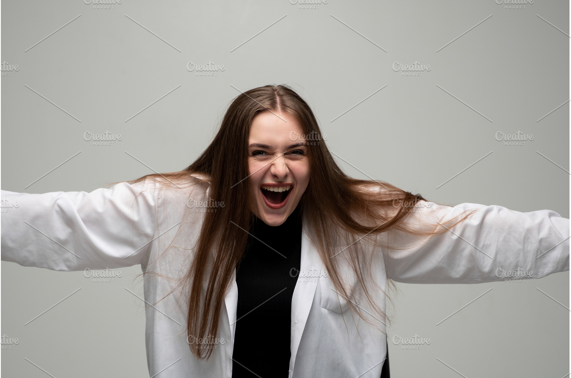 Young woman shouting and expressing, a Person Photo by volodymyrshtun13795