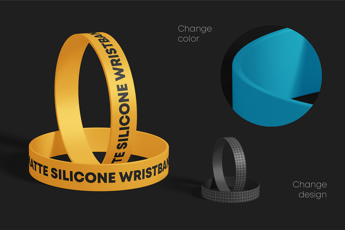 Matte Silicone Wristbands Mockup Set, an Apparel Mockup by Graphic Bird (Photo 2 of 6)